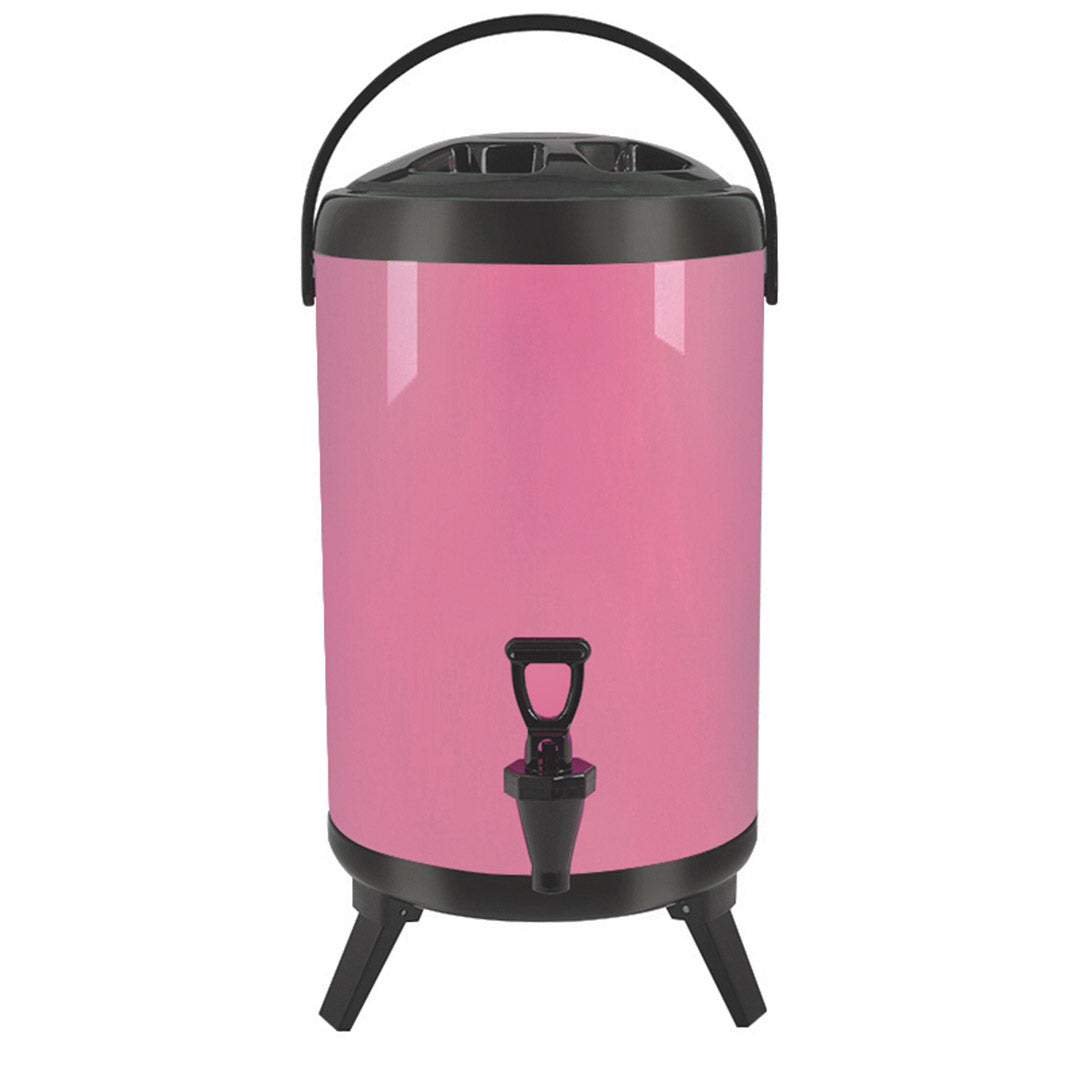 Soga 8 L Stainless Steel Insulated Milk Tea Barrel Hot And Cold Beverage Dispenser Container With Faucet Pink