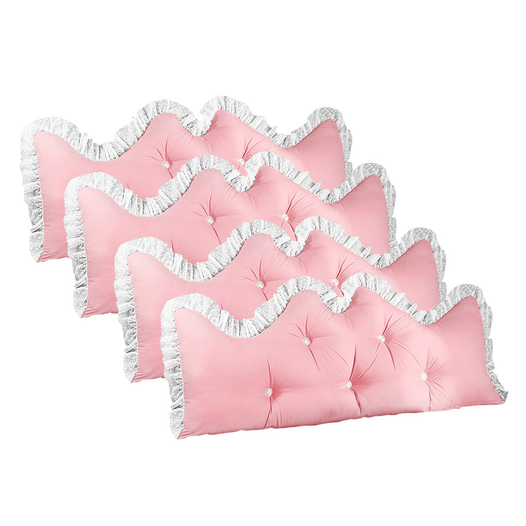 Soga 4 X 150cm Pink Princess Bed Pillow Headboard Backrest Bedside Tatami Sofa Cushion With Ruffle Lace Home Decor