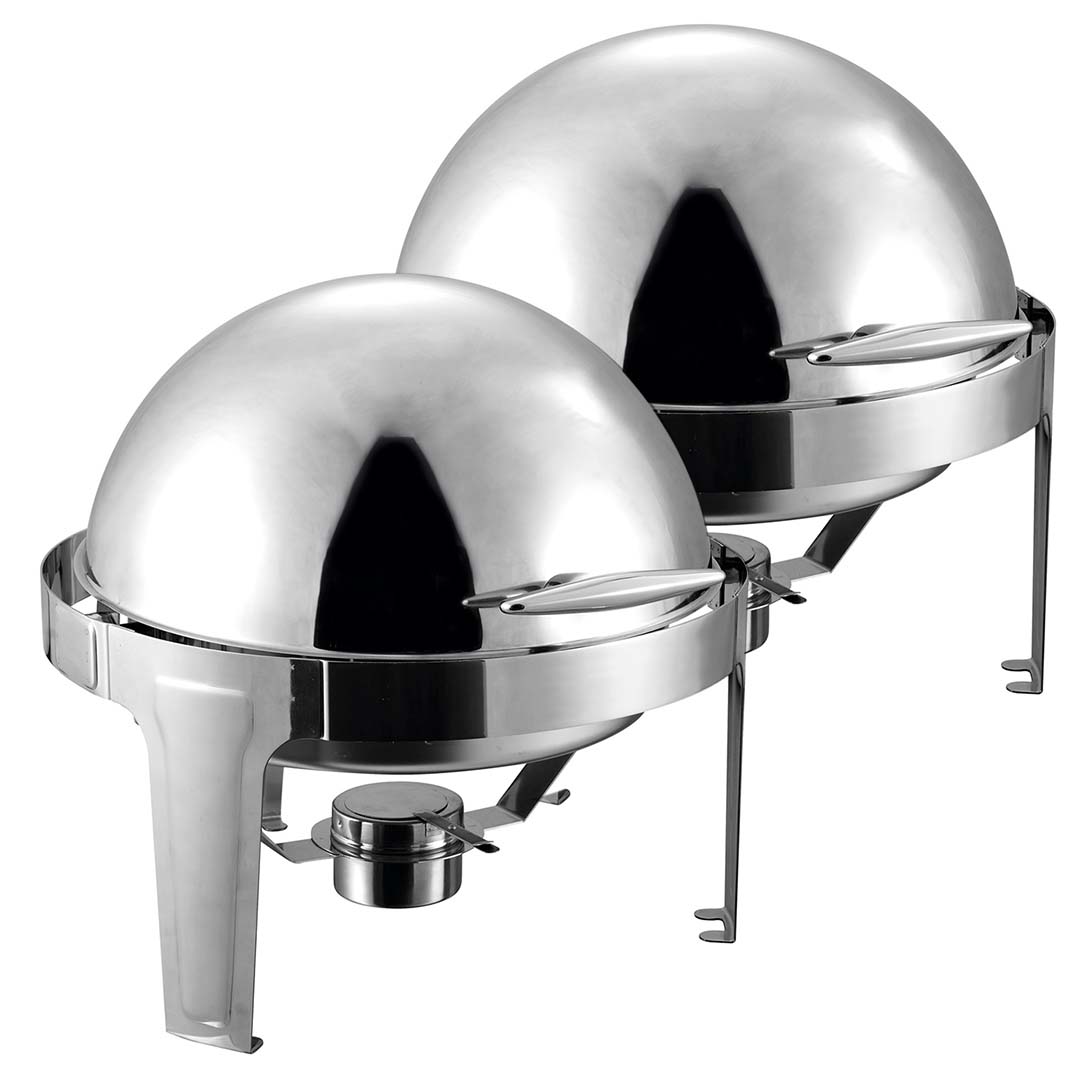 Soga 2 X 6 L Stainless Steel Chafing Food Warmer Catering Dish Round Roll Top