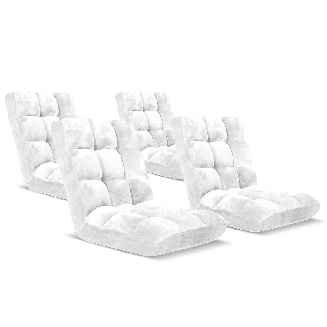 Soga 4 X Floor Recliner Folding Lounge Sofa Futon Couch Folding Chair Cushion White
