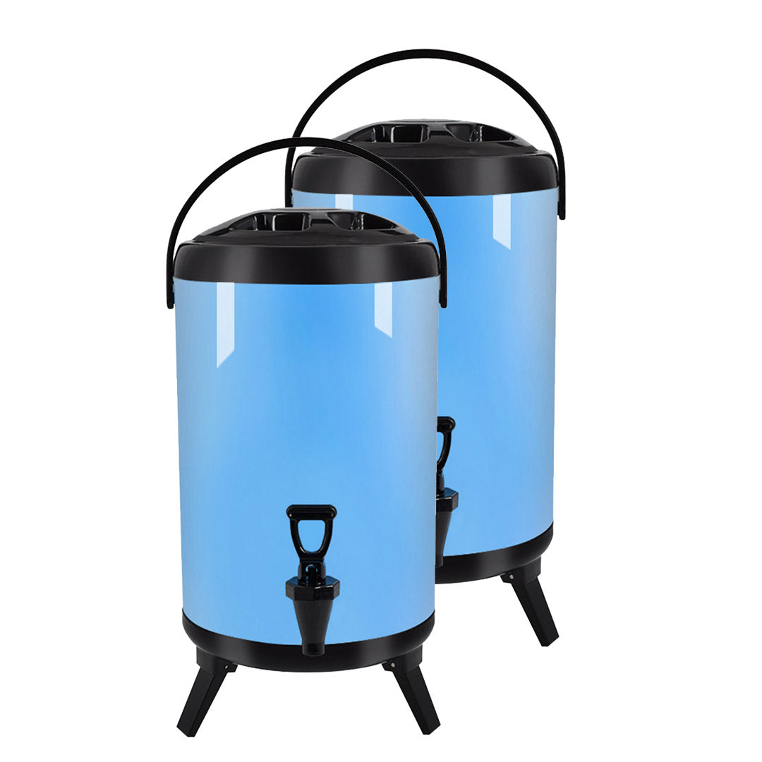 Soga 2 X 8 L Stainless Steel Insulated Milk Tea Barrel Hot And Cold Beverage Dispenser Container With Faucet Blue