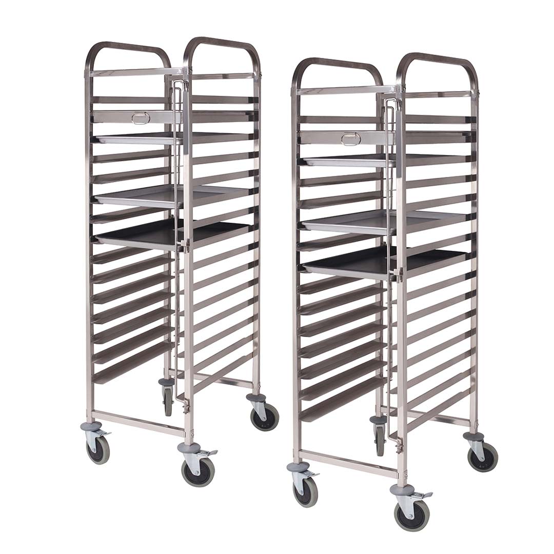 Soga 2 X Gastronorm Trolley 16 Tier Stainless Steel Cake Bakery Trolley Suits 60*40cm Tray