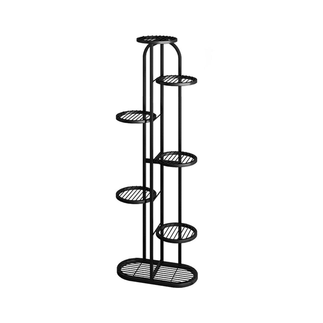 Soga 7 Tier 8 Pots Black Round Metal Plant Rack Flowerpot Storage Display Stand Holder Home Garden Decor