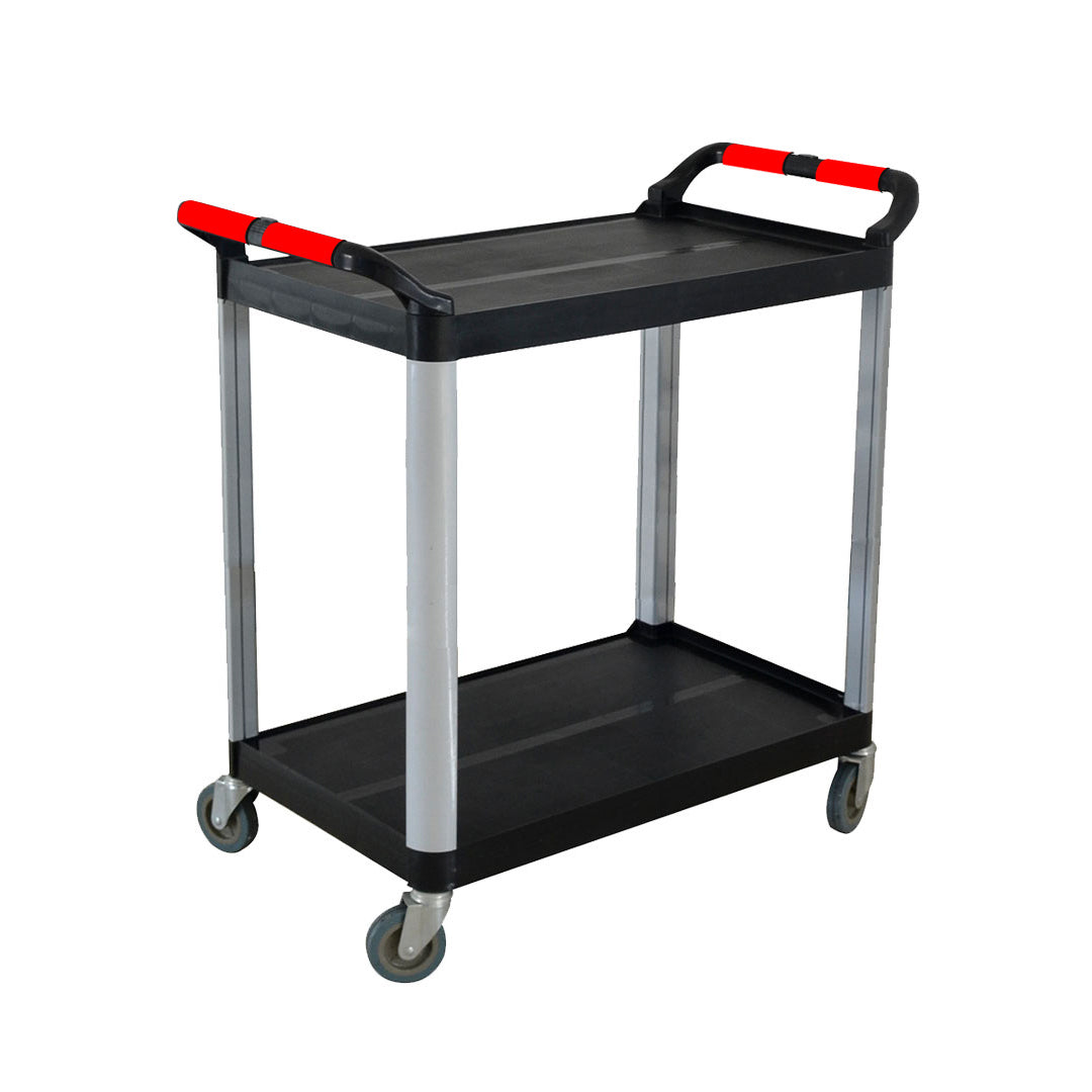 2 Tier Food Trolley Portable Kitchen Cart Multifunctional Big Utility Service with wheels 845x430x940mm Black