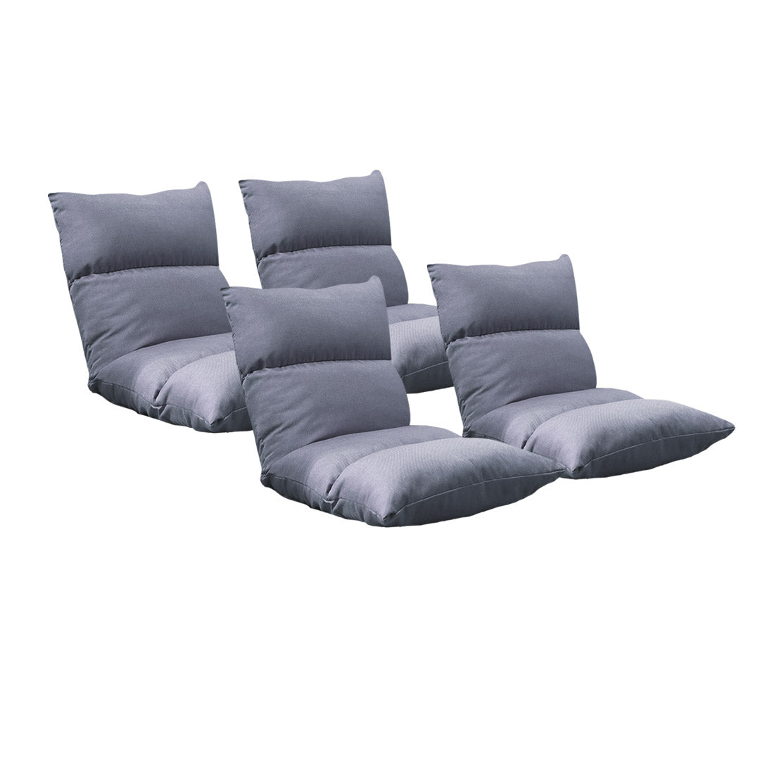 Soga 4 X Lounge Floor Recliner Adjustable Lazy Sofa Bed Folding Game Chair Grey