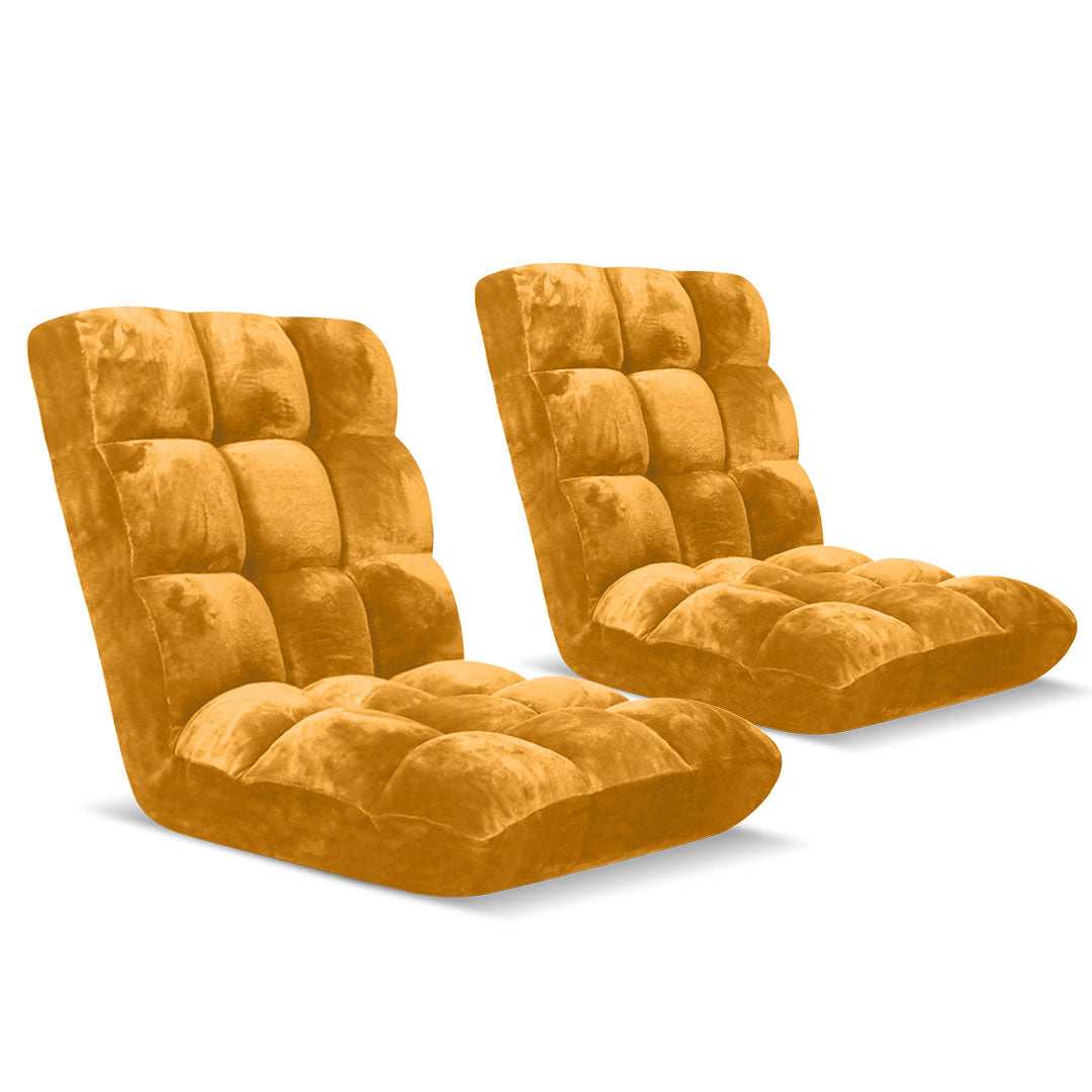Soga 2 X Floor Recliner Folding Lounge Sofa Futon Couch Folding Chair Cushion Apricot