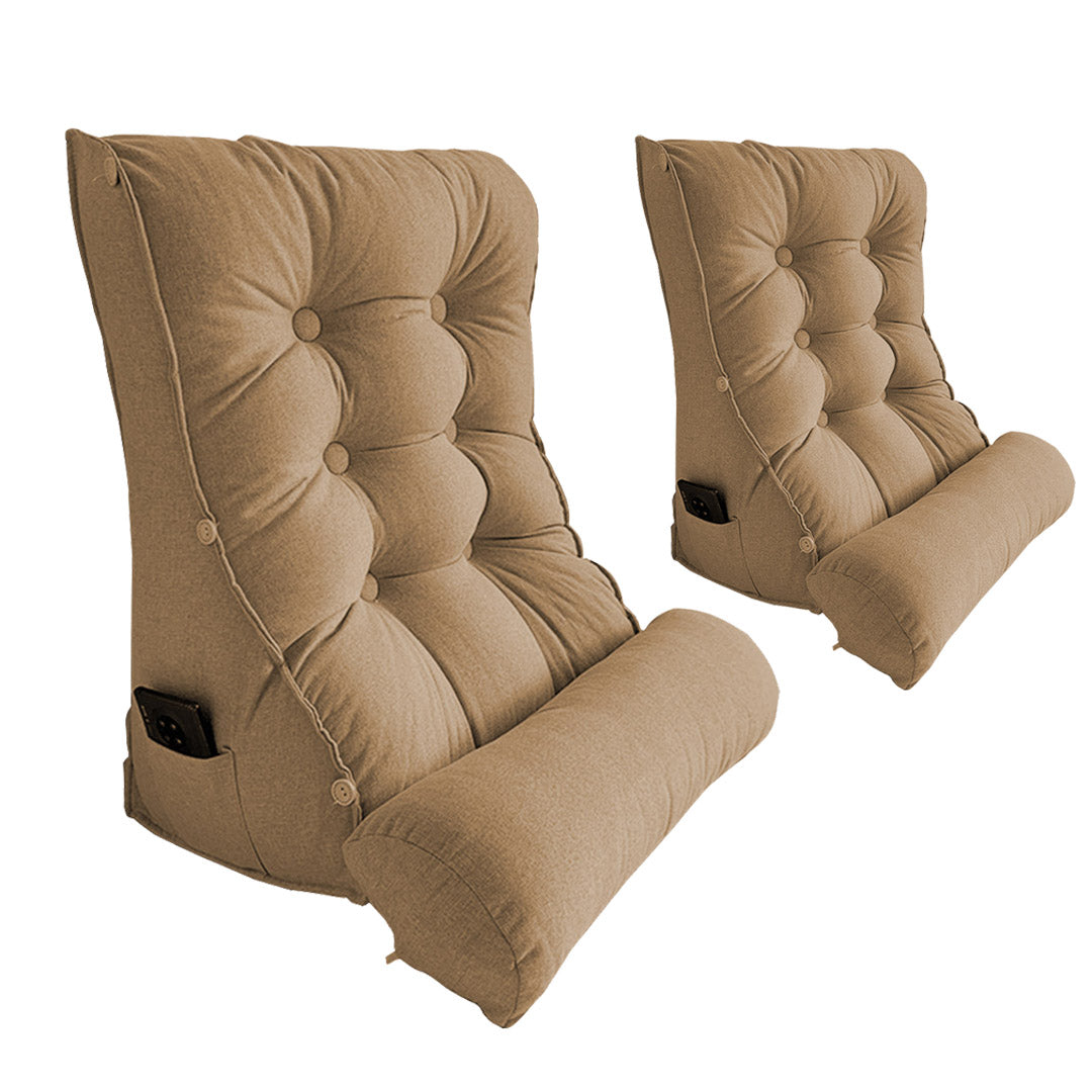 Soga 2 X 60cm Khaki Triangular Wedge Lumbar Pillow Headboard Backrest Sofa Bed Cushion Home Decor