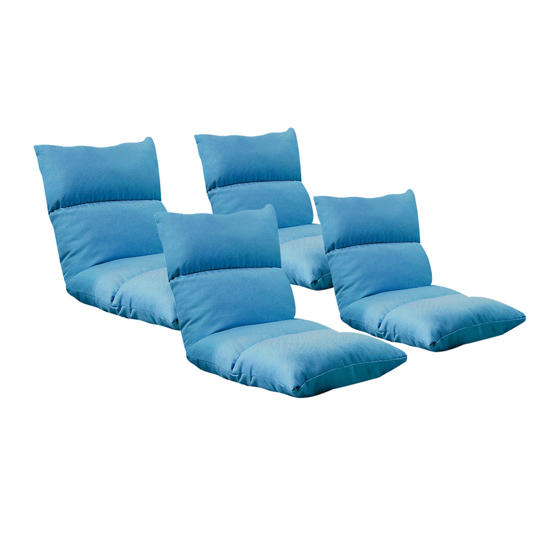 Soga 4 X Lounge Floor Recliner Adjustable Lazy Sofa Bed Folding Game Chair Blue