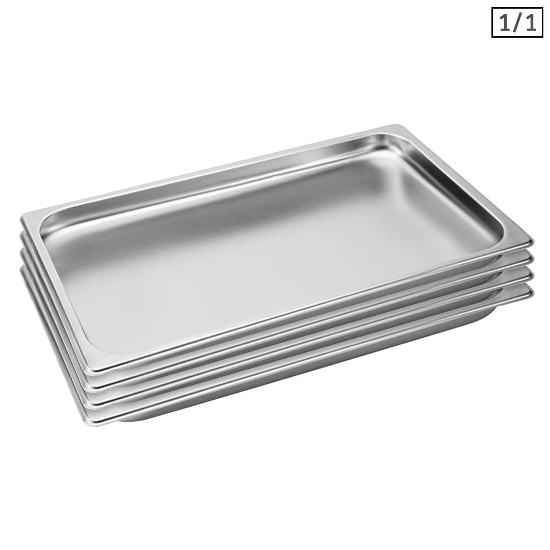 Soga 4 X Gastronorm Gn Pan Full Size 1/1 Gn Pan 2cm Deep Stainless Steel Tray