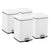 Soga 4 X 12 L Foot Pedal Stainless Steel Rubbish Recycling Garbage Waste Trash Bin Square White