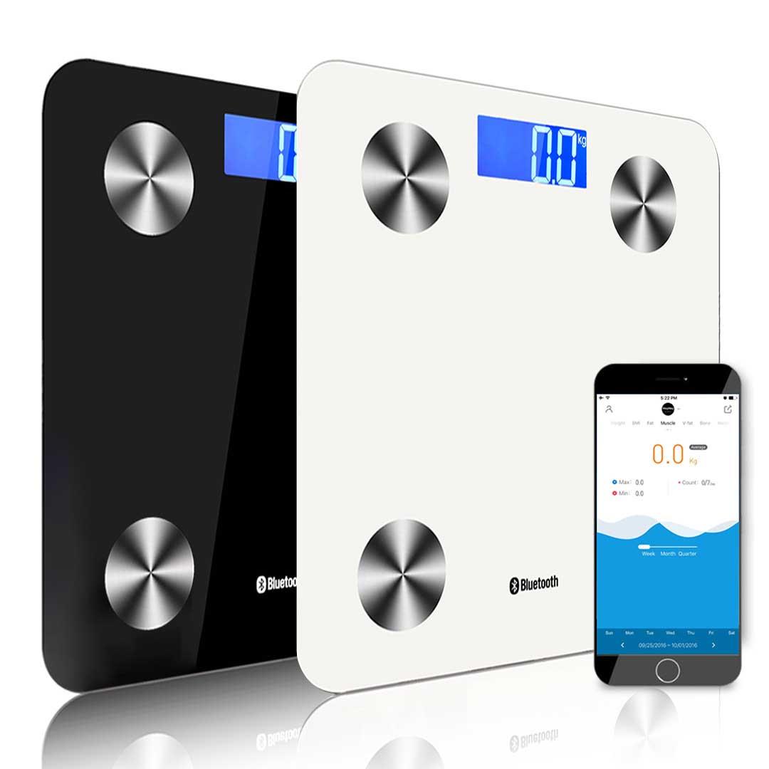 Soga 2 X Wireless Bluetooth Digital Body Fat Scale Bathroom Health Analyser Weight Black/White