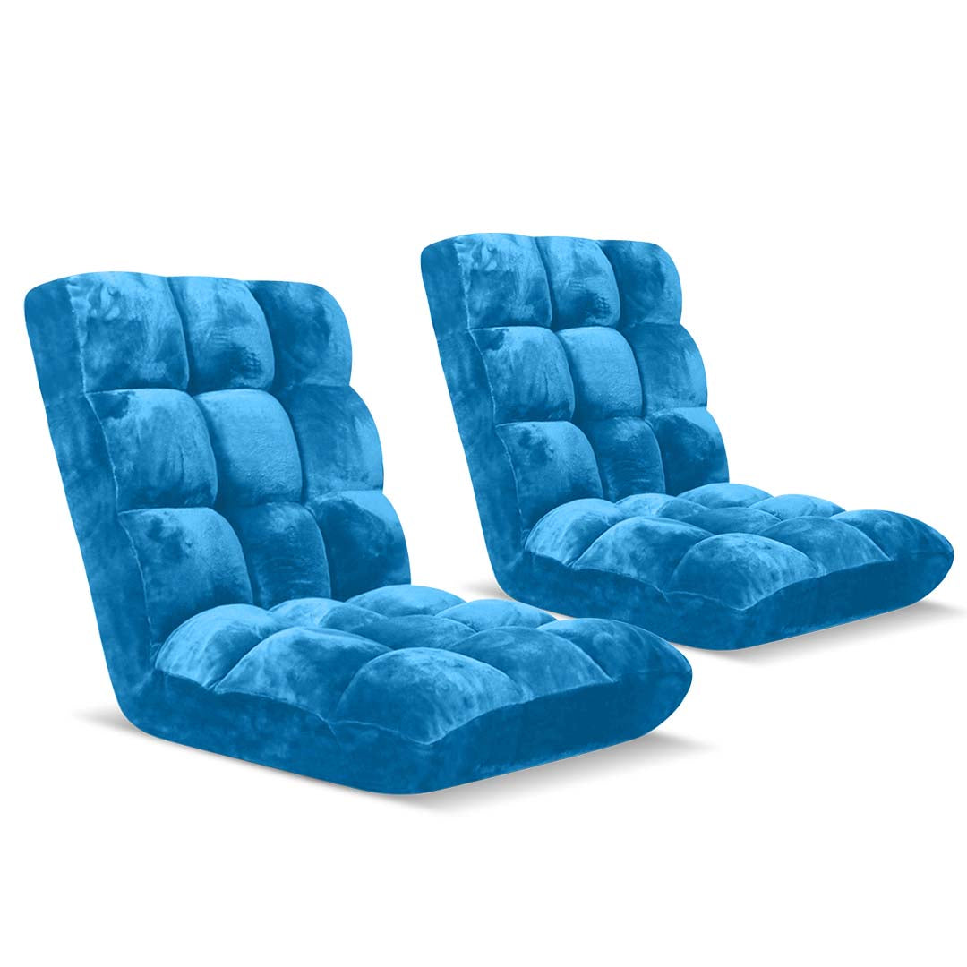 Soga 2 X Floor Recliner Folding Lounge Sofa Futon Couch Folding Chair Cushion Blue