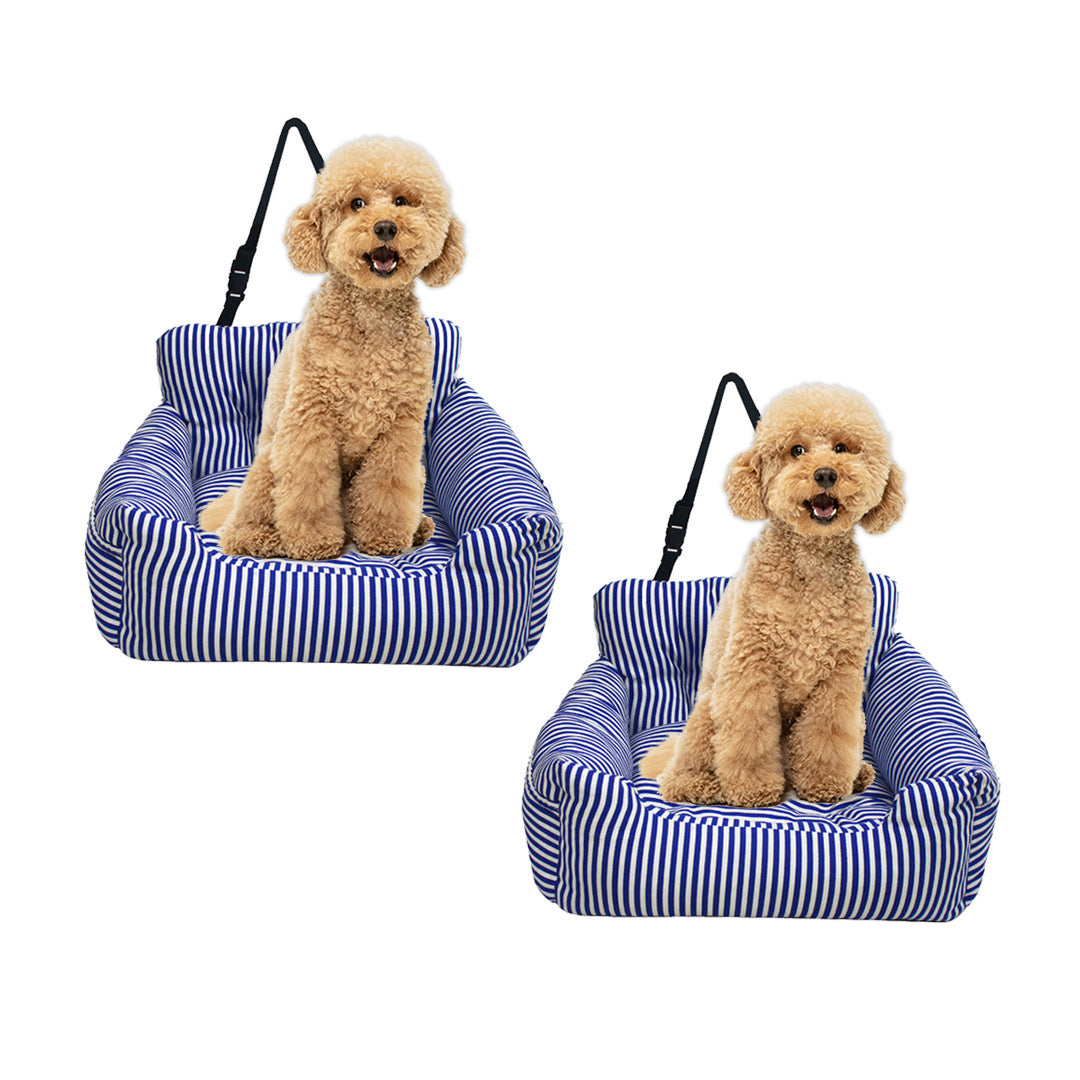 2X Blue Pet Car Seat Sofa Safety Soft Padded Portable Travel Carrier Bed