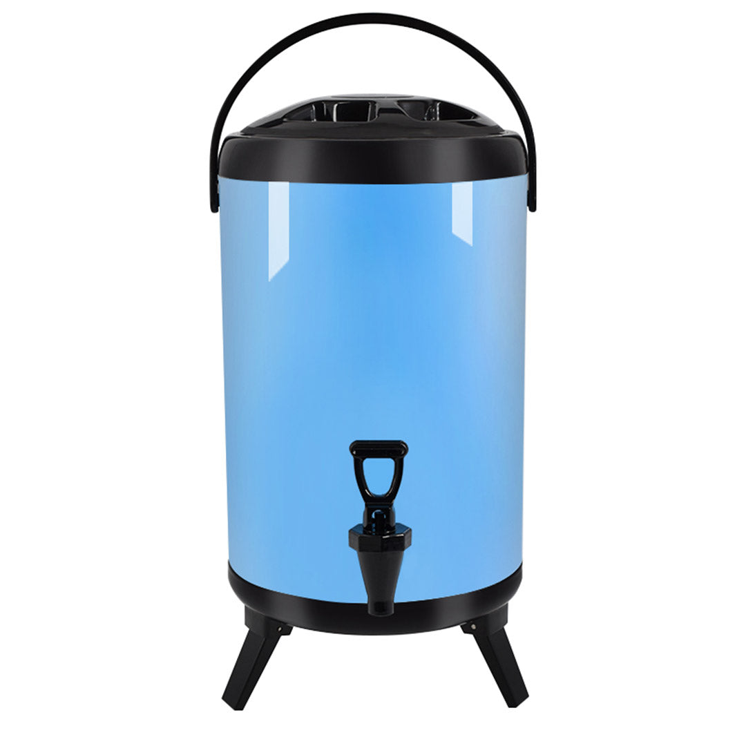 Soga 14 L Stainless Steel Insulated Milk Tea Barrel Hot And Cold Beverage Dispenser Container With Faucet Blue