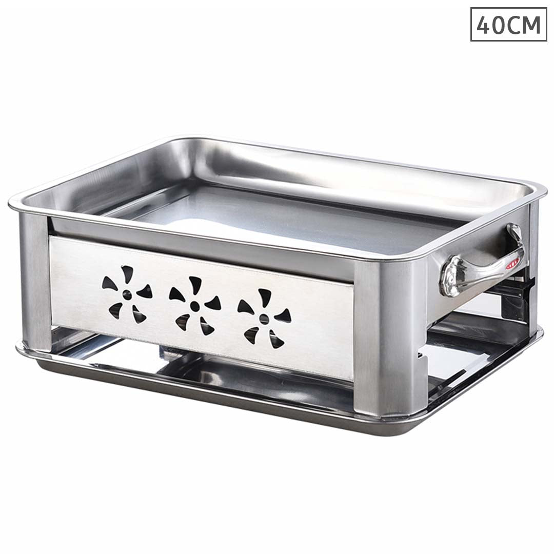 40cm Portable Stainless Steel Outdoor Chafing Dish Bbq Fish Stove Grill Plate