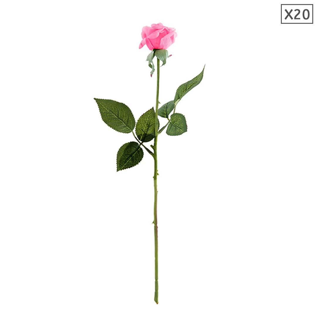 Soga 20pcs Artificial Silk Flower Fake Rose Bouquet Table Decor Pink