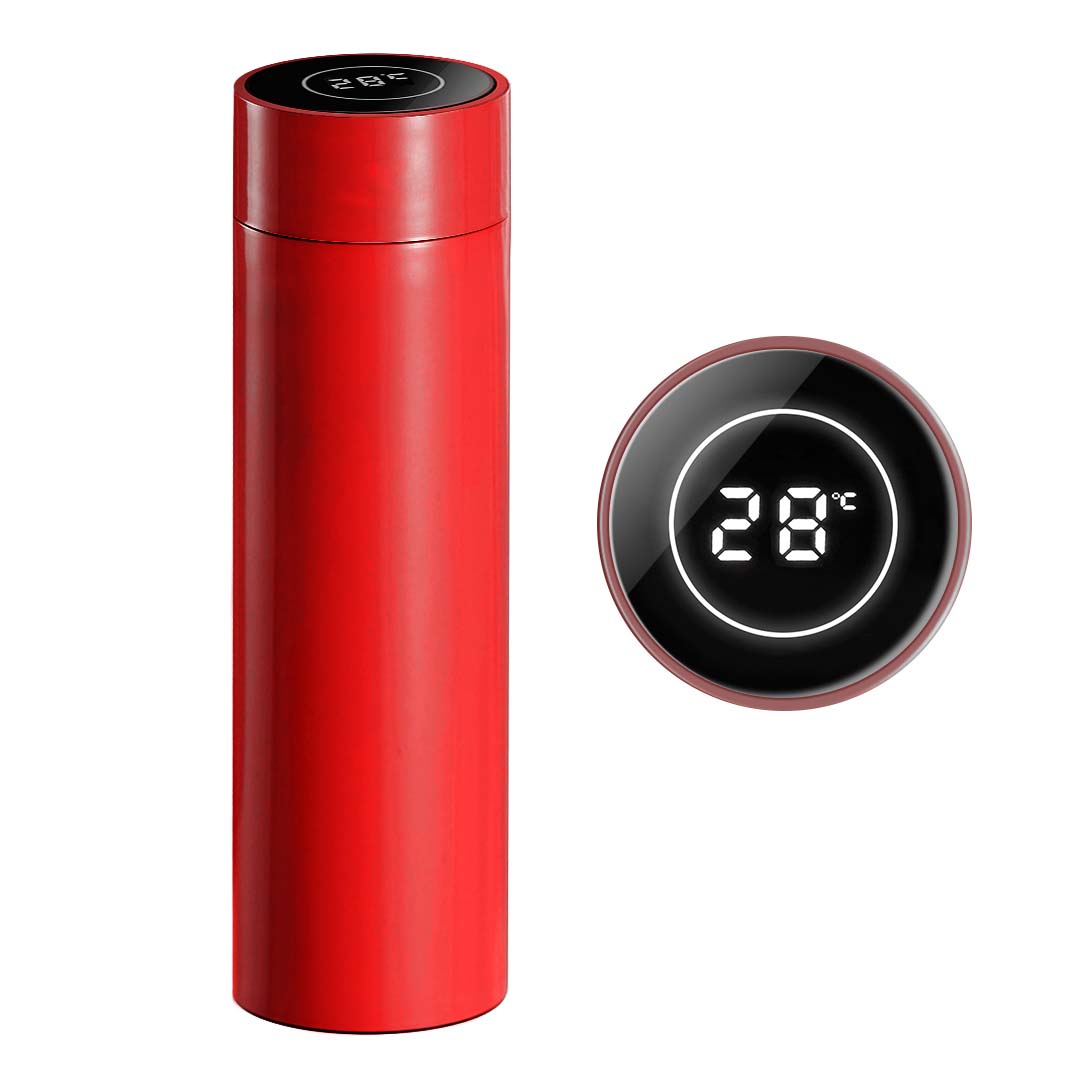 Soga 500 Ml Stainless Steel Smart Lcd Thermometer Display Bottle Vacuum Flask Thermos Red