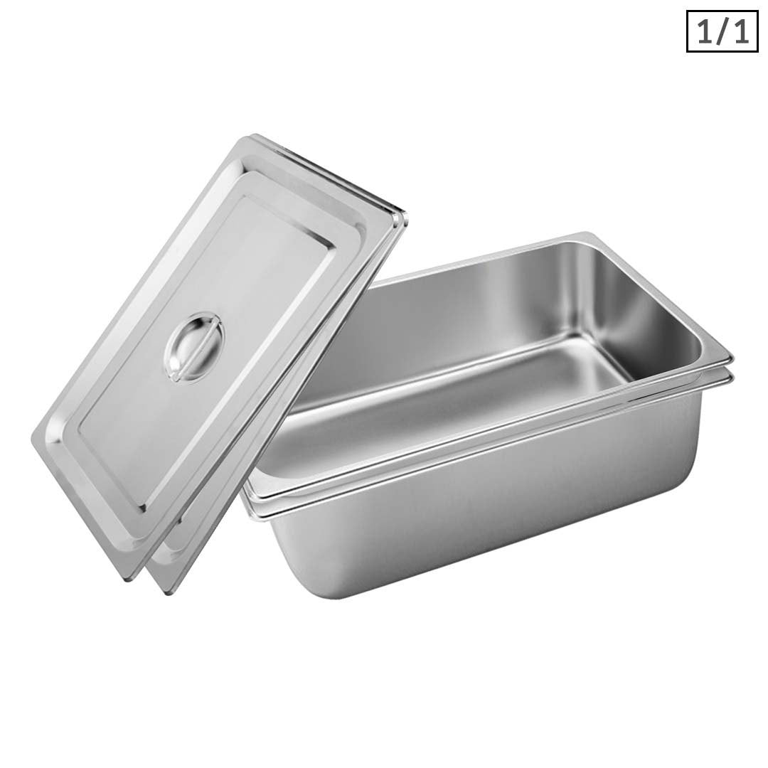 Soga 2 X Gastronorm Gn Pan Full Size 1/1 Gn Pan 20cm Deep Stainless Steel Tray With Lid