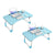 2X Blue Portable Bed Table Adjustable Foldable Bed Sofa Study Table Laptop Mini Desk with Notebook Stand Cup Slot Home Decor
