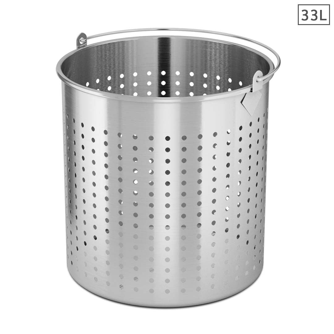 Soga 33 L 18/10 Stainless Steel Perforated Stockpot Basket Pasta Strainer With Handle