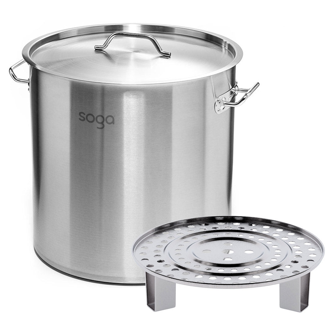 Soga 50 L Stainless Steel Stock Pot With One Steamer Rack Insert Stockpot Tray