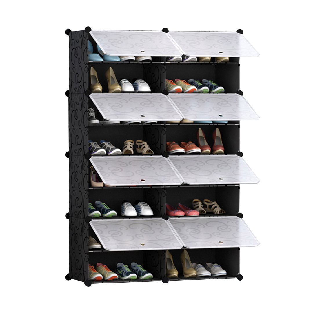 Soga 8 Tier 2 Column Shoe Rack Organizer Sneaker Footwear Storage Stackable Stand Cabinet Portable Wardrobe With Cover