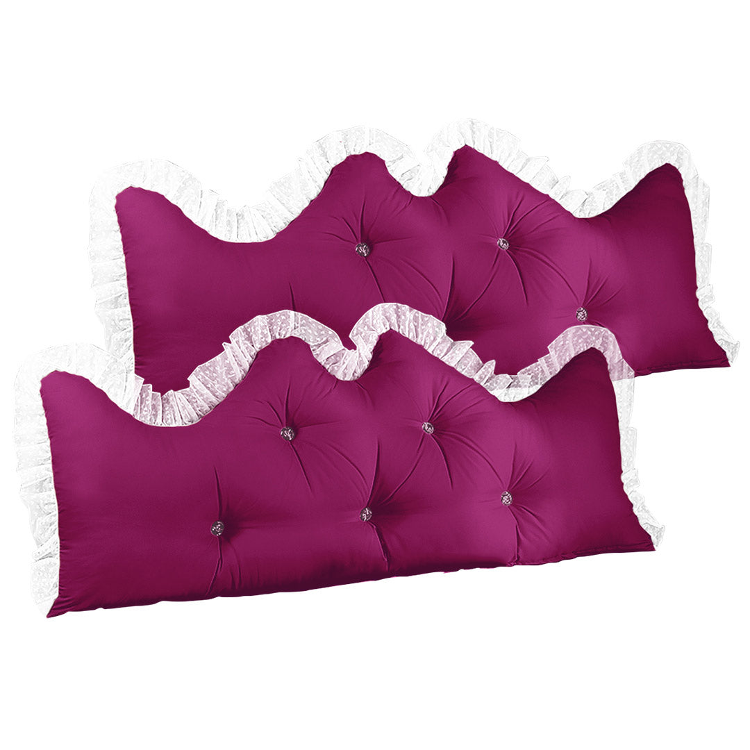 Soga 2 X 150cm Burgundy Princess Bed Pillow Headboard Backrest Bedside Tatami Sofa Cushion With Ruffle Lace Home Decor