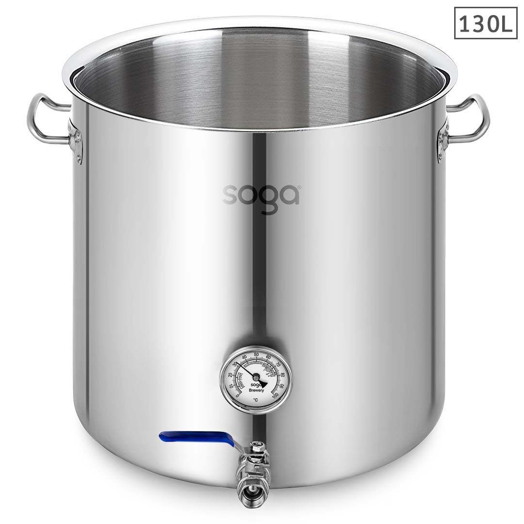 Soga Stainless Steel 130 L No Lid Brewery Pot With Beer Valve 55*55cm