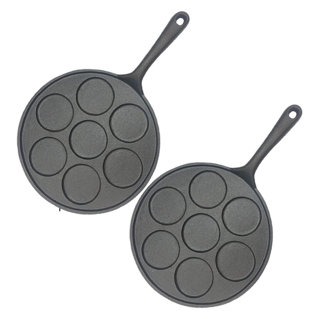 Soga 2 X 23cm Cast Iron Takoyaki Fry Pan Octopus Balls Maker 7 Hole Cavities Grill Mold