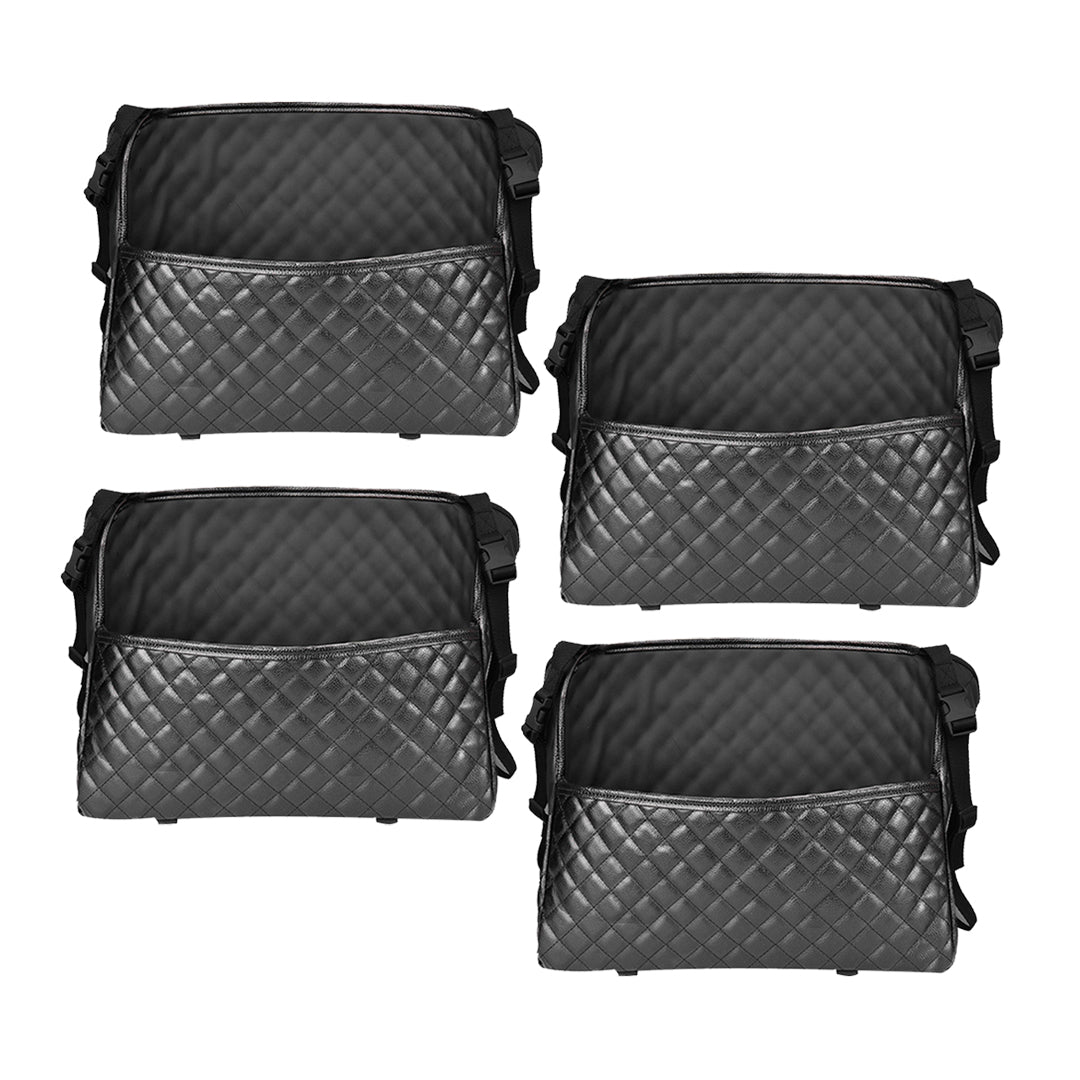 4X Black Leather Car Storage Portable Hanging Organizer Backseat Multi-Purpose Interior Accessories Bag
