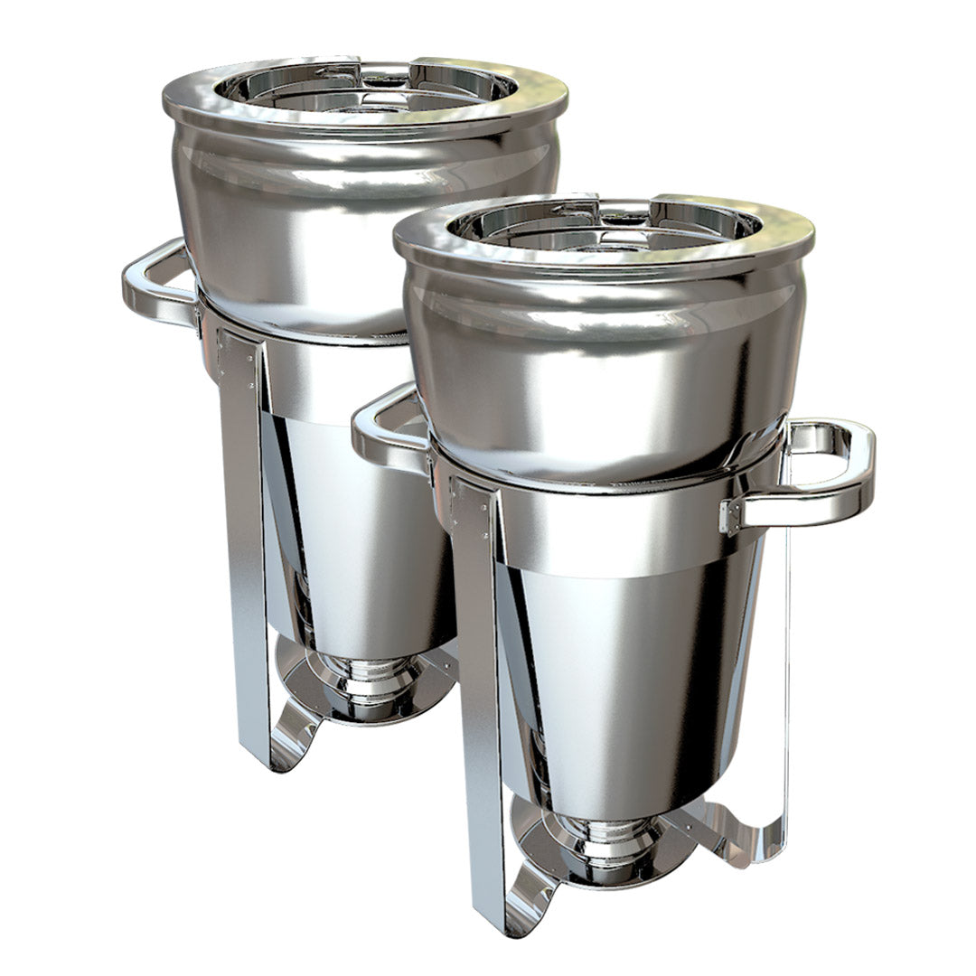 Soga 2 X 11 L Round Stainless Steel Soup Warmer Marmite Chafer Full Size Catering Chafing Dish