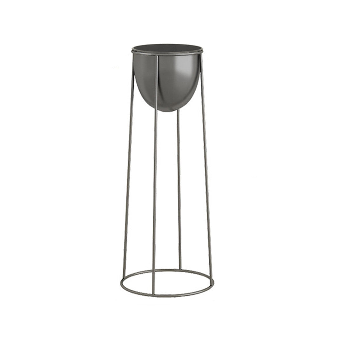 Soga 50cm Round Wire Metal Flower Pot Stand With Black Flowerpot Holder Rack Display