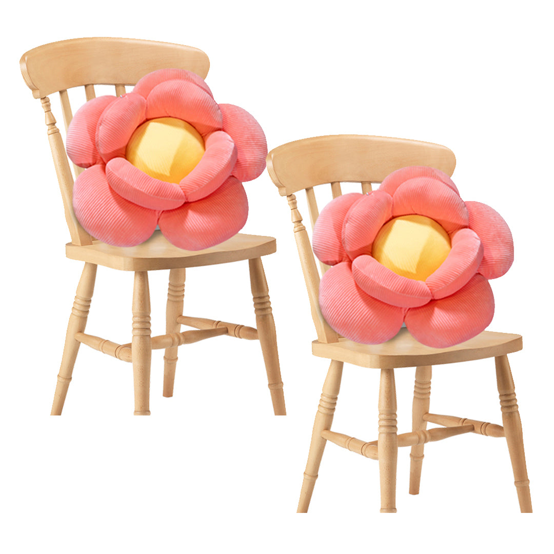 2X Red Double Flower Shape Cushion Soft Bedside Floor Plush Pillow Home Decor