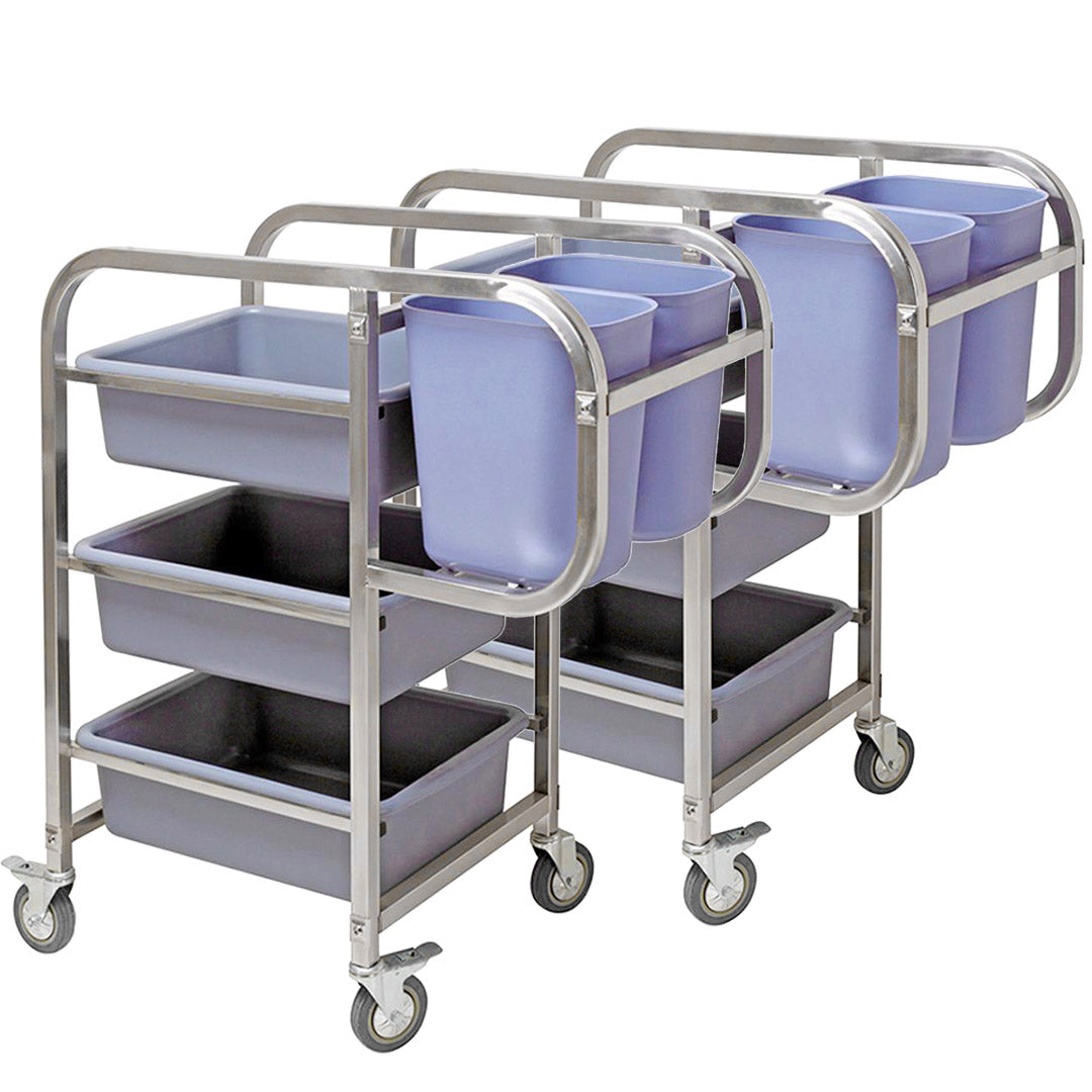 Soga 2 X 3 Tier Food Trolley Food Waste Cart Five Buckets Kitchen Food Utility 82x43x92cm Square