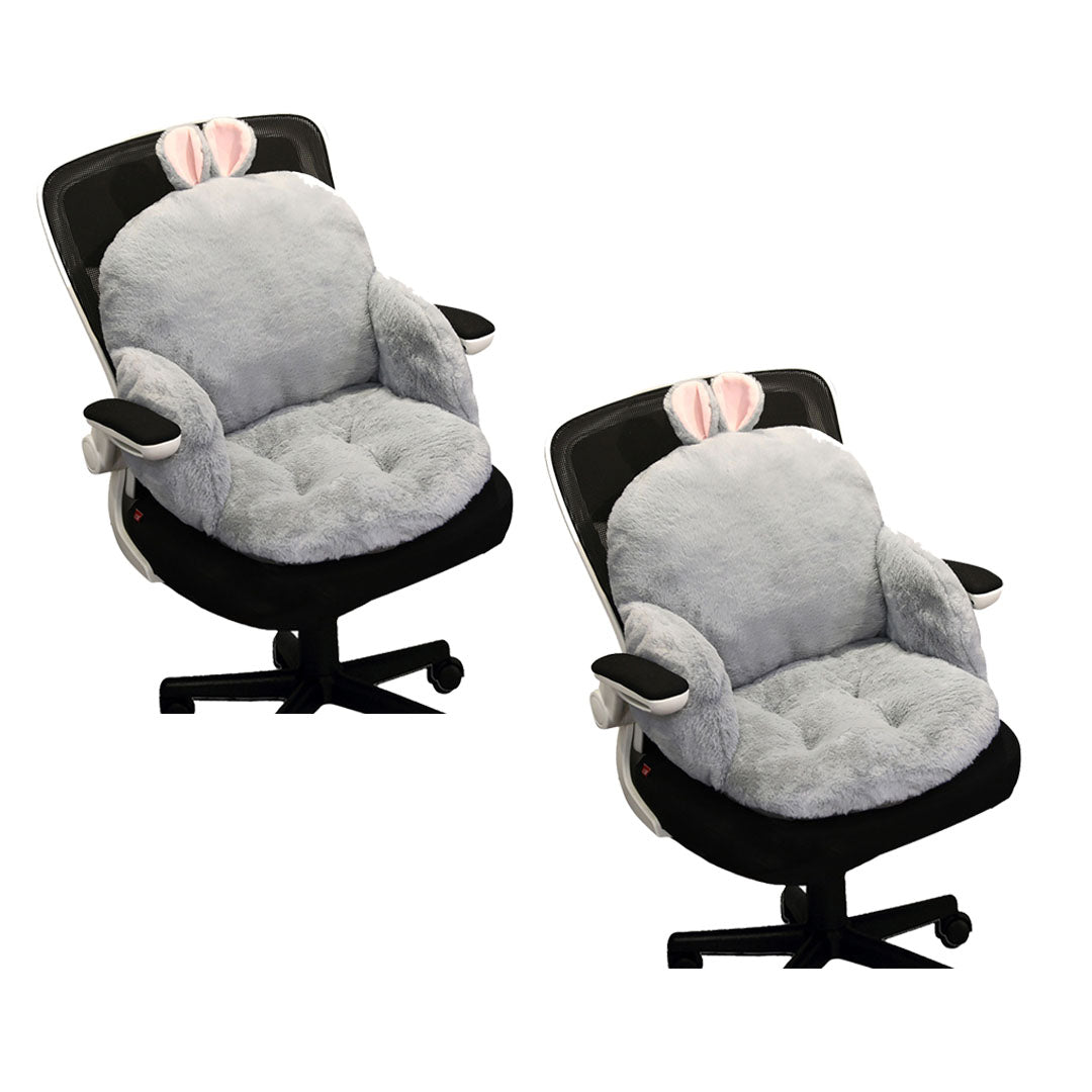 2X Gray Bunny Shape Cushion Soft Leaning Bedside Pad Sedentary Plushie Pillow Home Decor