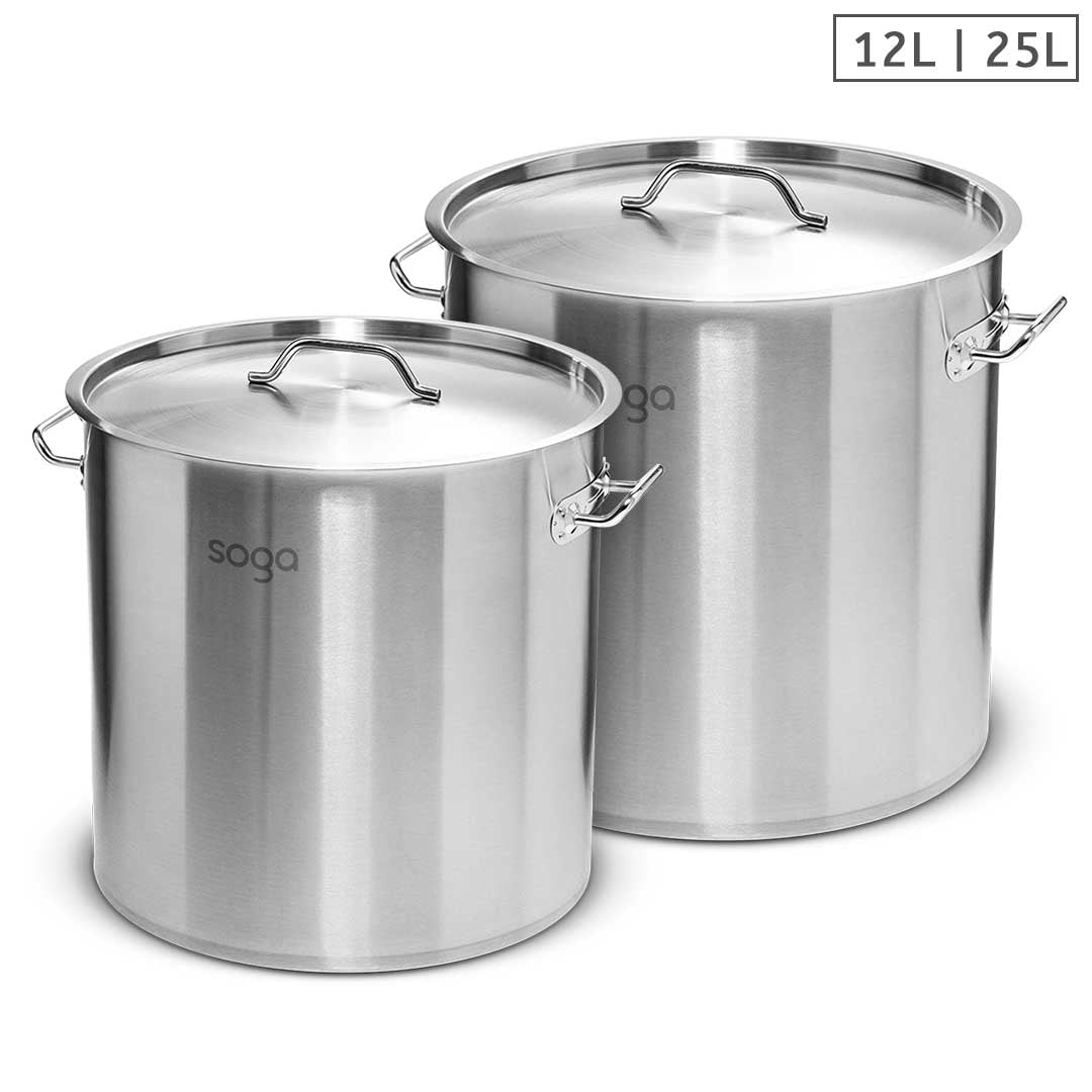 Soga Stock Pot 12 L 25 L Top Grade Thick Stainless Steel Stockpot 18/10