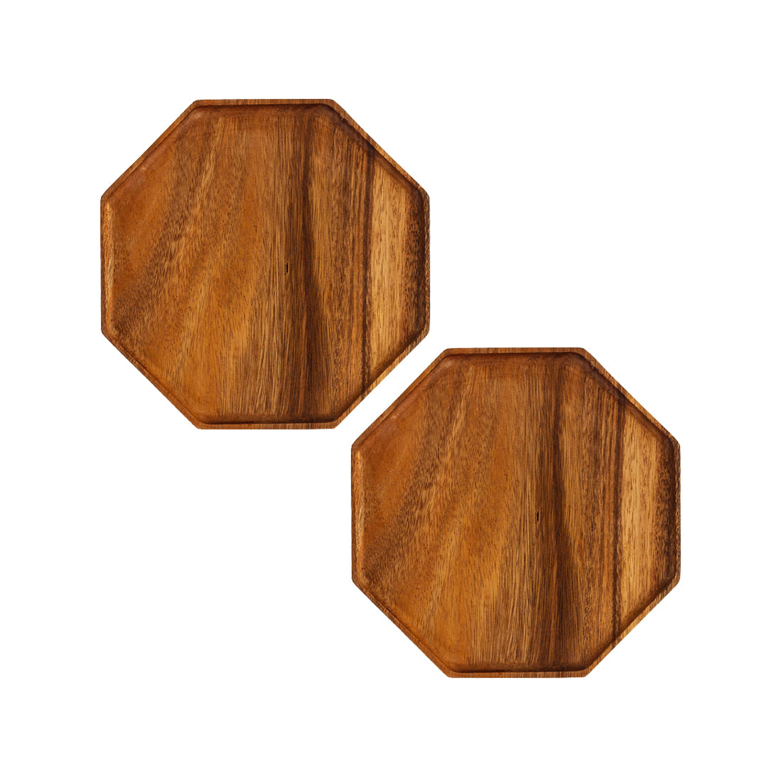 Soga 2 X 20cm Octagon Wooden Acacia Food Serving Tray Charcuterie Board Centerpiece Home Decor