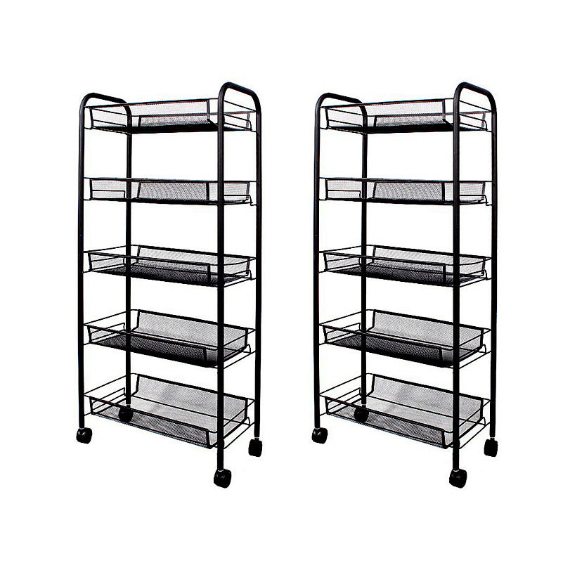 Soga 2 X 5 Tier Steel Black Bee Mesh Kitchen Cart Multi Functional Shelves Portable Storage Organizer With Wheels