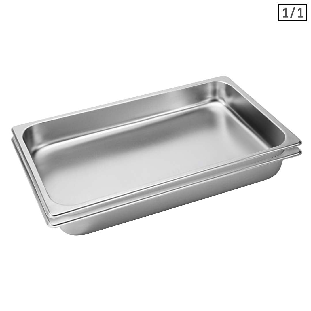 Soga 2 X Gastronorm Gn Pan Full Size 1/1 Gn Pan 6.5cm Deep Stainless Steel Tray