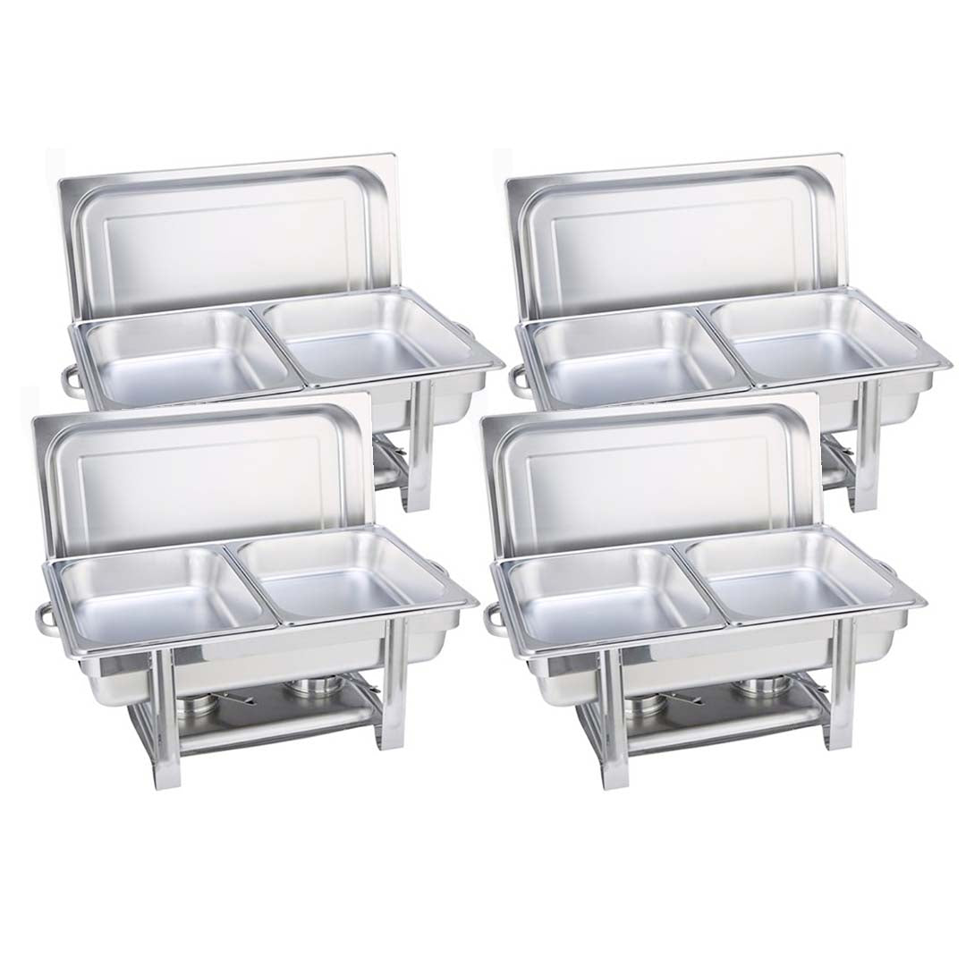 Soga 4 X Stainless Steel Chafing Double Tray Catering Dish Food Warmer