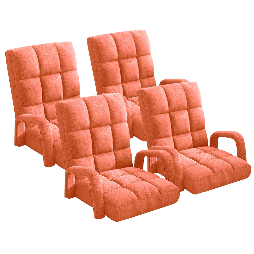 Soga 4 X Foldable Lounge Cushion Adjustable Floor Lazy Recliner Chair With Armrest Orange