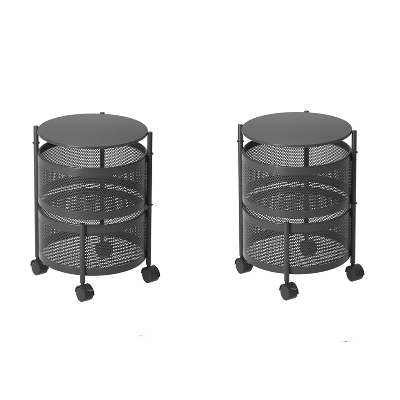 Soga 2 X 2 Tier Steel Round Rotating Kitchen Cart Multi Functional Shelves Portable Storage Organizer With Wheels