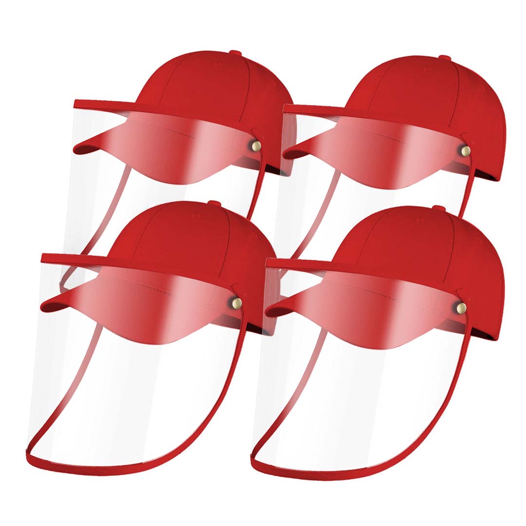 4 X Outdoor Protection Hat Anti Fog Pollution Dust Protective Cap Full Face Hd Shield Cover Kids Red