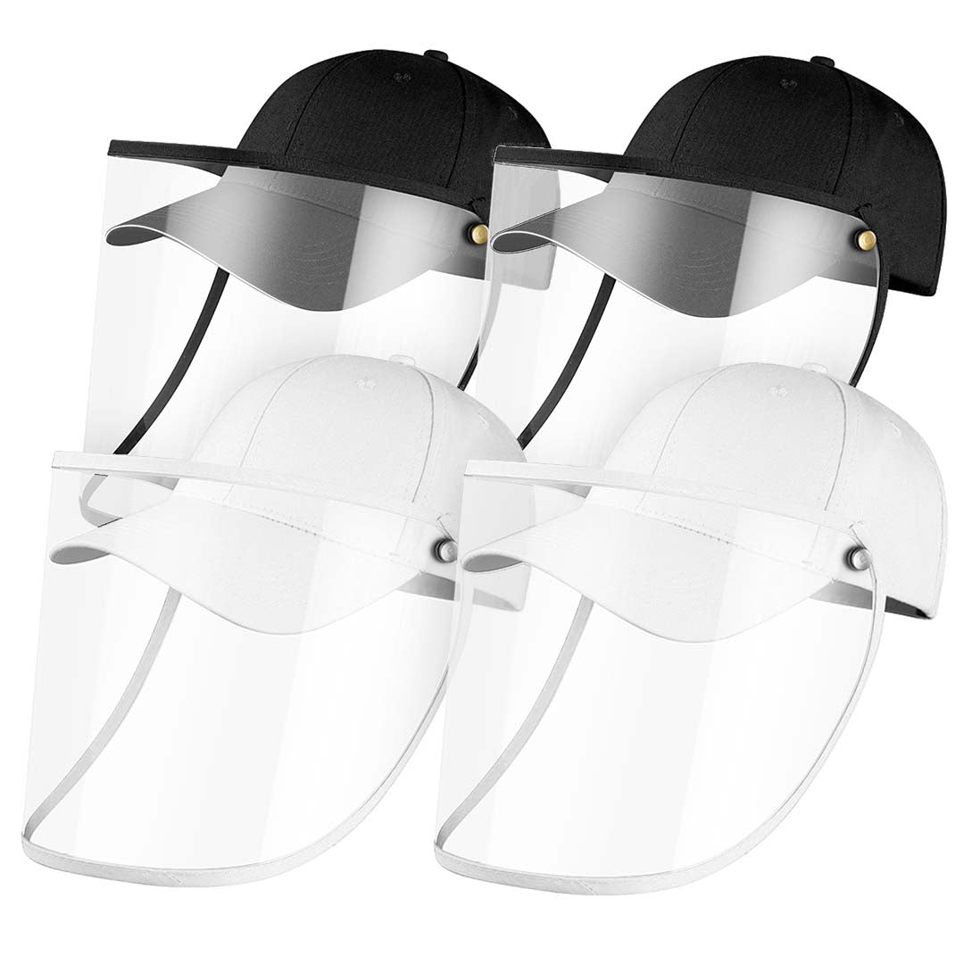 4 X Outdoor Protection Hat Anti Fog Pollution Dust Protective Cap Full Face Hd Shield Cover Adult Black/White