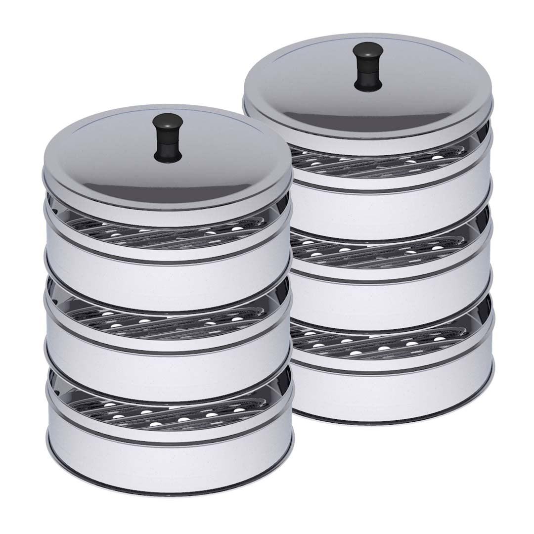 Soga 2 X 3 Tier Stainless Steel Steamers With Lid Work Inside Of Basket Pot Steamers 25cm