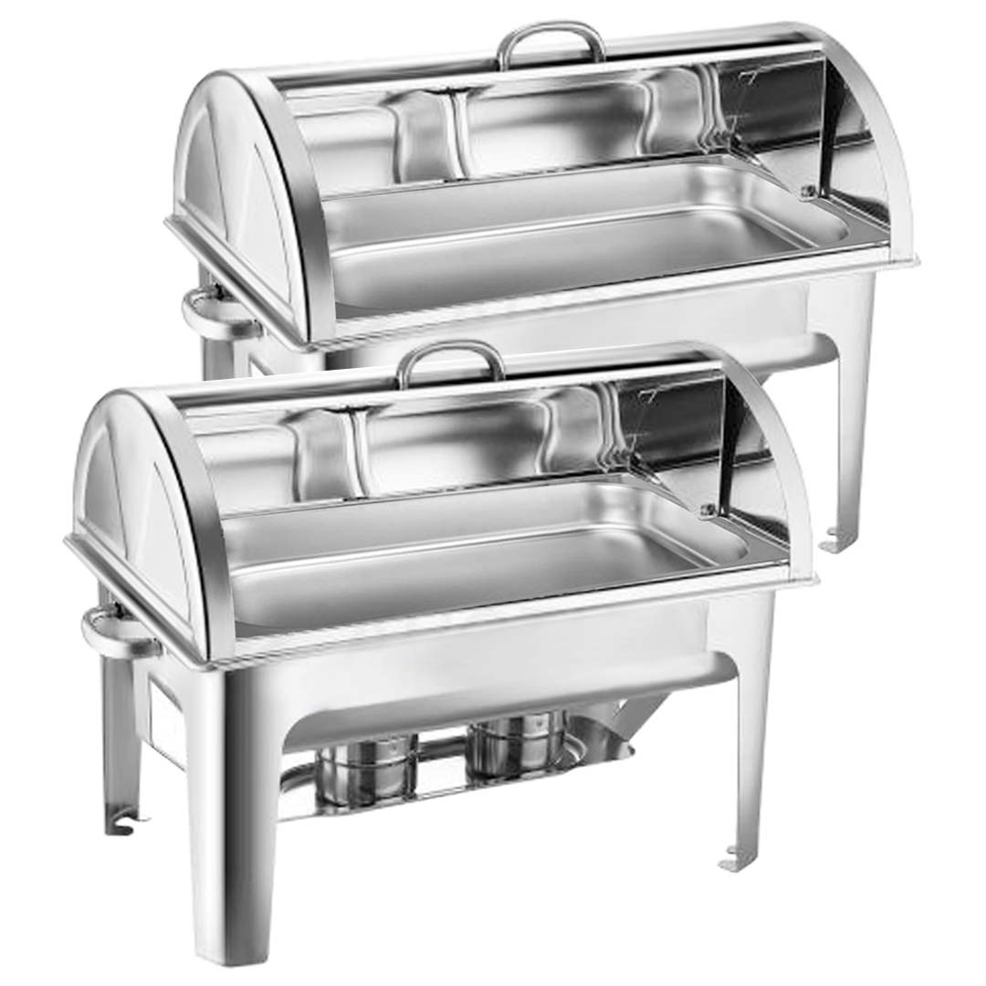 Soga 2 X 9 L Stainless Steel Full Size Roll Top Chafing Dish Food Warmer