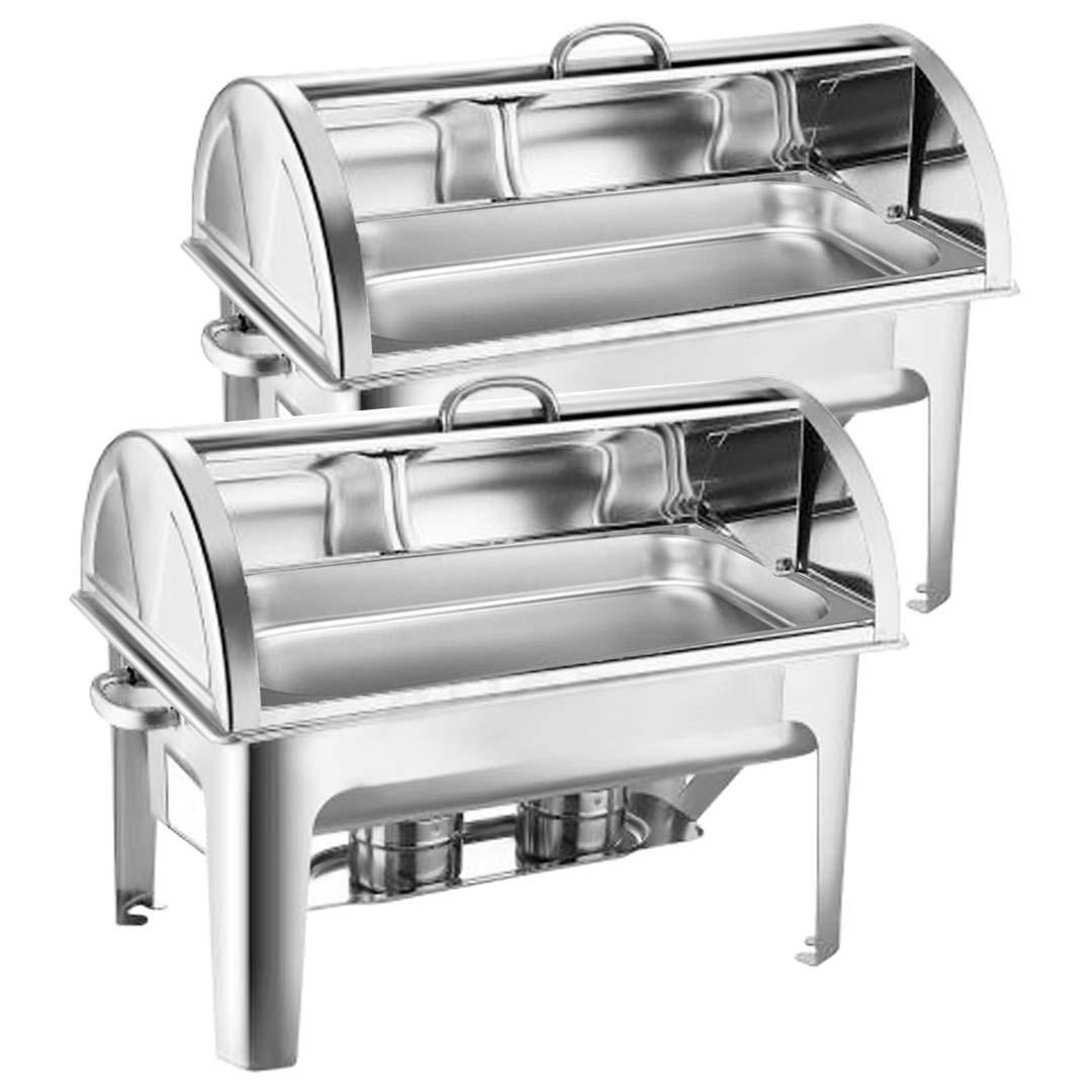 Soga 2 X 9 L Stainless Steel Full Size Roll Top Chafing Dish Food Warmer