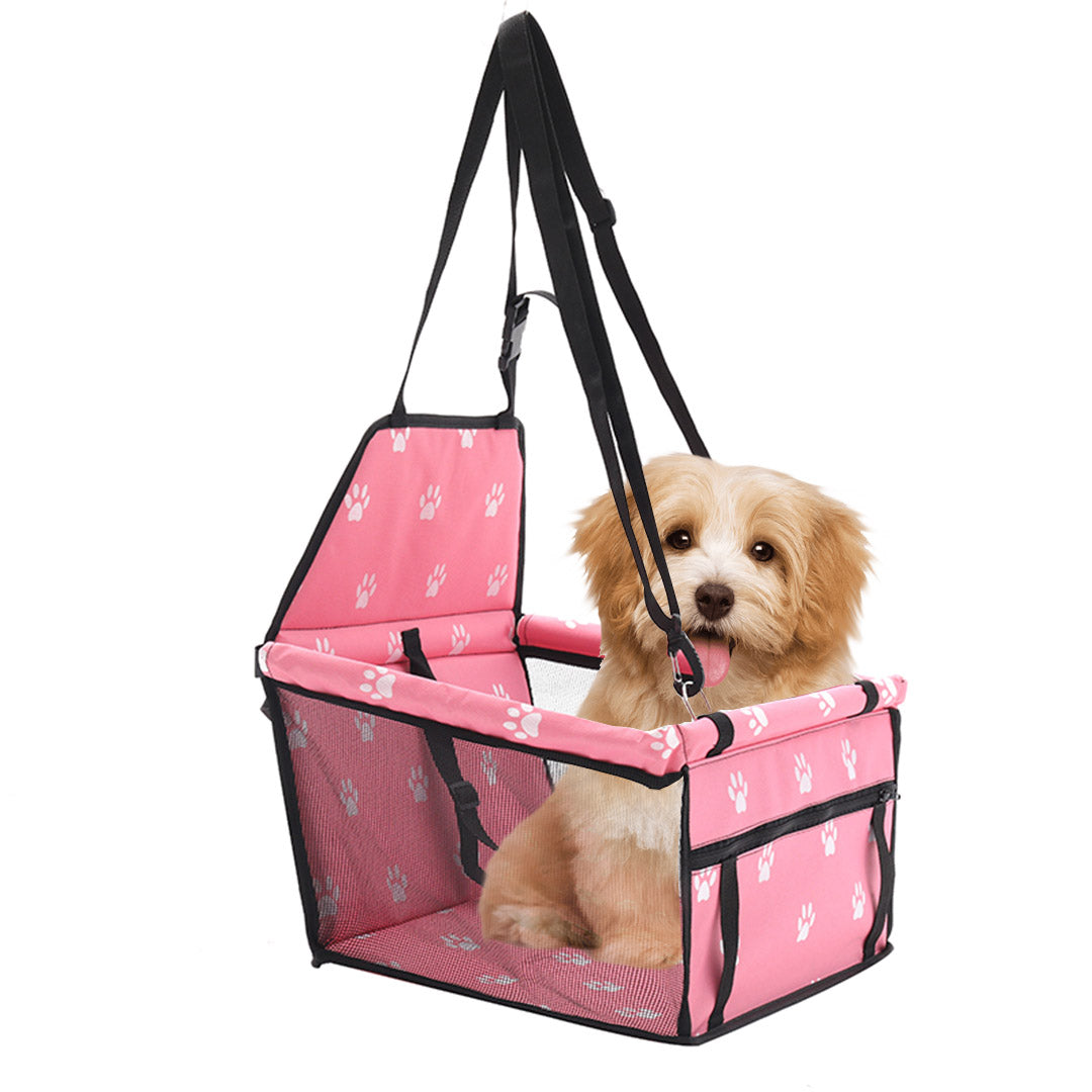 Soga Waterproof Pet Booster Car Seat Breathable Mesh Safety Travel Portable Dog Carrier Bag Pink