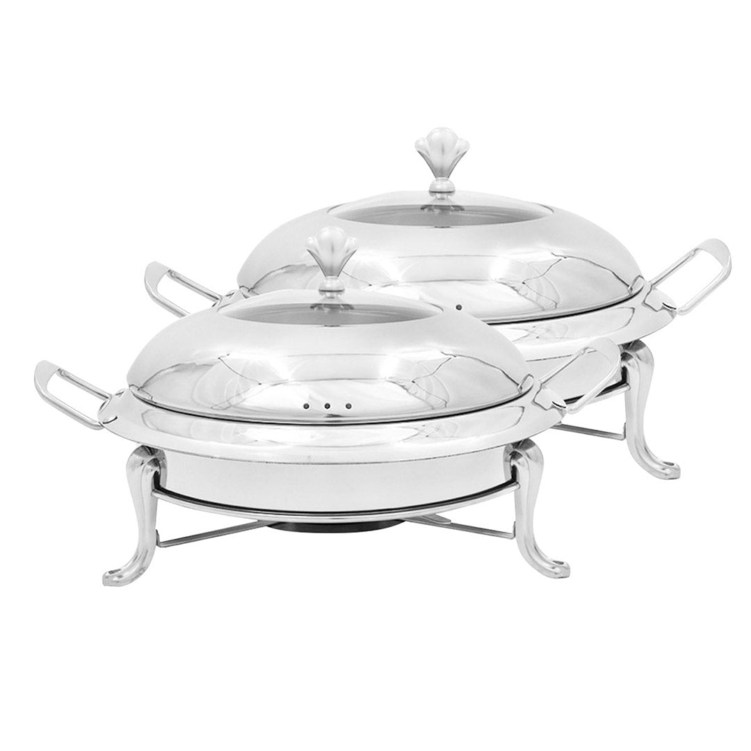 Soga 2 X Stainless Steel Round Buffet Chafing Dish Cater Food Warmer Chafer With Glass Top Lid