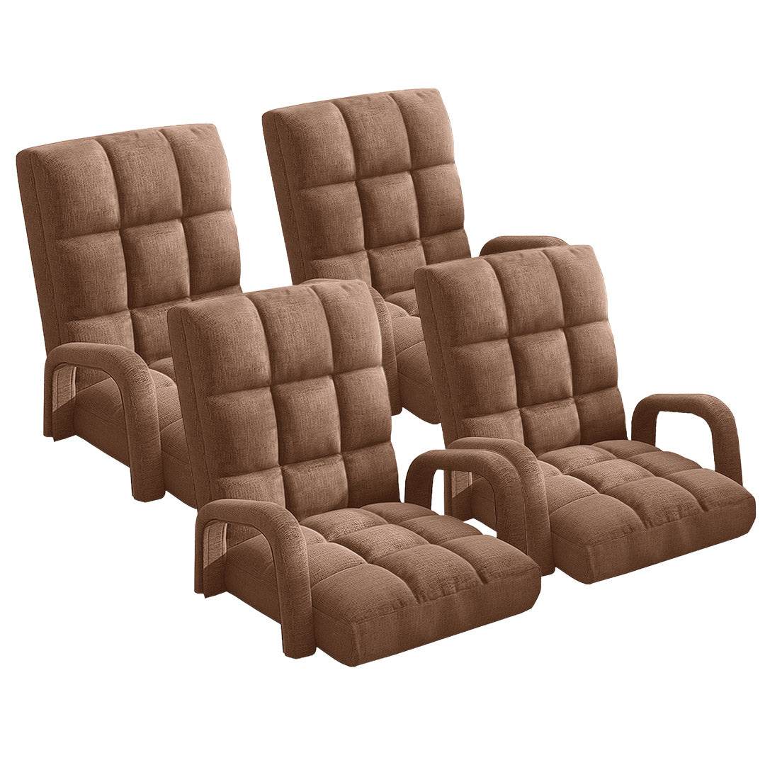 Soga 4 X Foldable Lounge Cushion Adjustable Floor Lazy Recliner Chair With Armrest Coffee